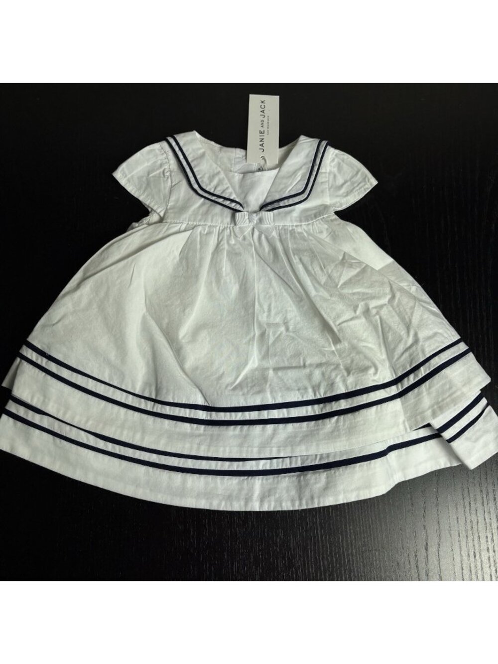 NWT JANIE and JACK Baby Girl 3-6M White Sailor Style Classic Dress